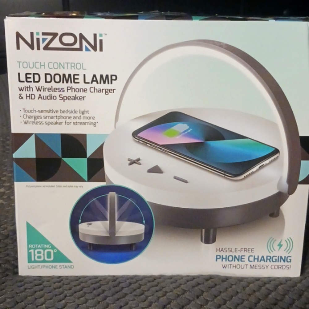 Nizoni Touch Control Led Dome Lamp/ Wireless Phone Charger and HD Audio Speaker